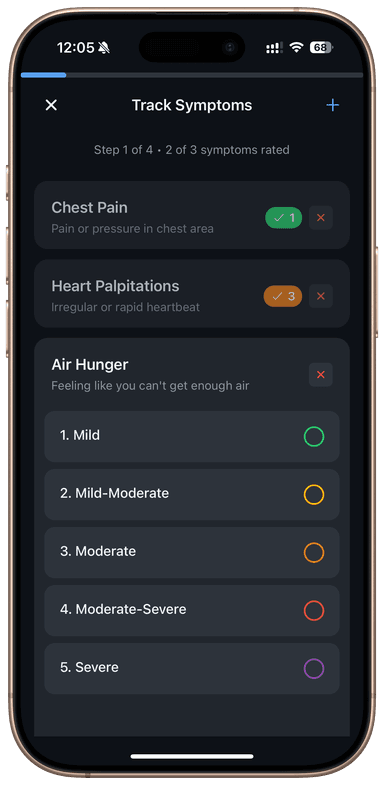 LymeTrack daily check-in flow